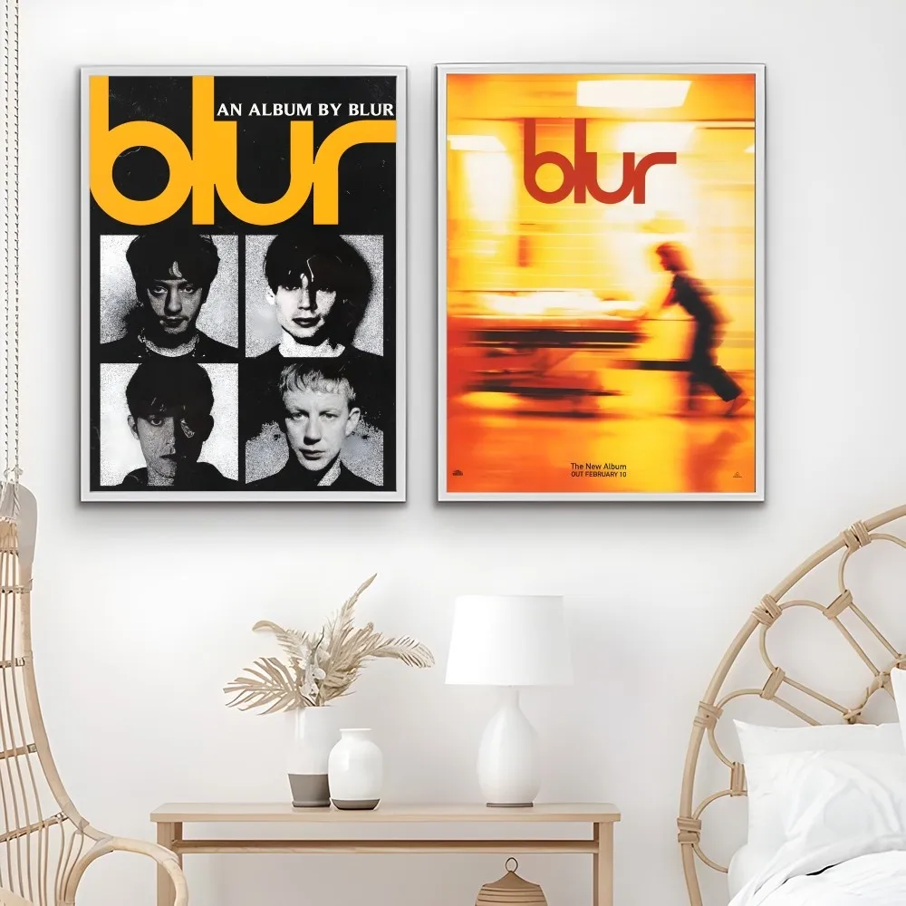 B-Blur Band Rock Roll Band Retro Poster Sticky Wall Art Printing Waterproof Home Living Bed Room Bar Aesthetic Decor