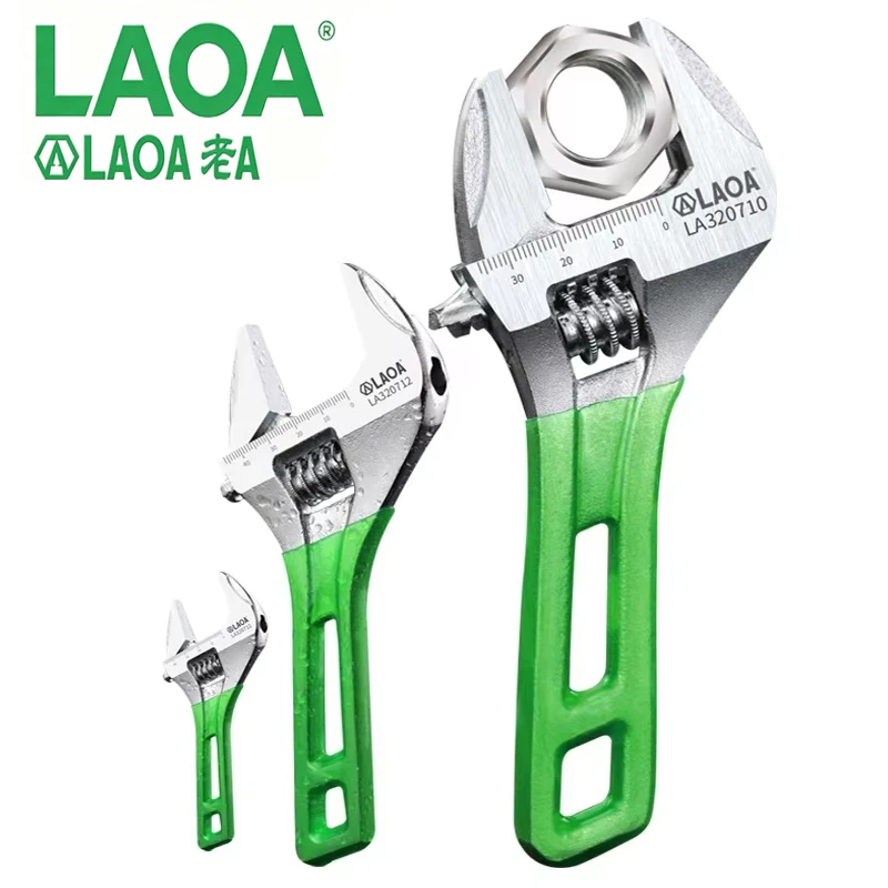 LAOA LA320708-12 Mini Short Handle Adjustable Wrench Light Weight Large Opening Multifunctional Nut Spanner Repair Hand Tool