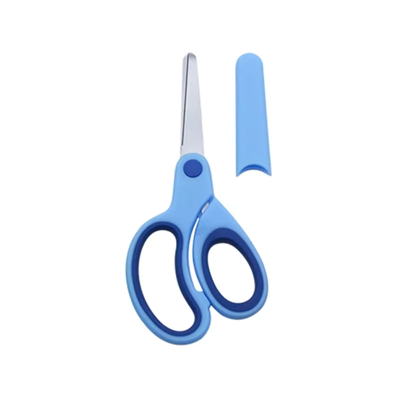 Left-Handed Safety Scissors for Kids DIY Paper Cutting Tool with Sleeve Student Stationery Scissors