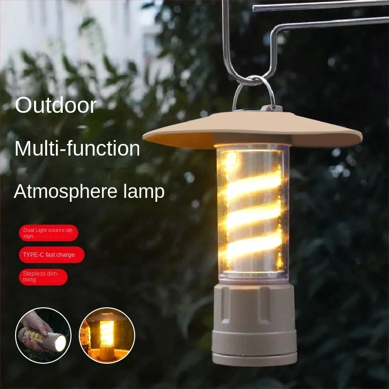 Multi-functional LED Camping Light for Tent, Outdoor and Booth, Rechargeable and Portable with Atmosphere Lighting