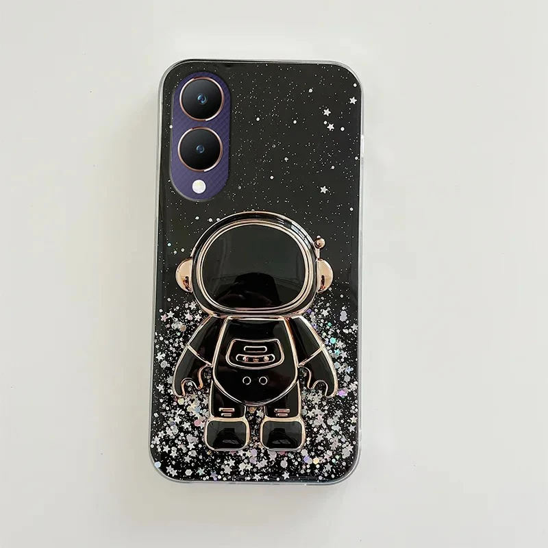 For vivo V2024 V2028 V2026 V2027 V2029 V2070 V2110 V2042 V2034 Astronaut Fold Stand Transparent Cover