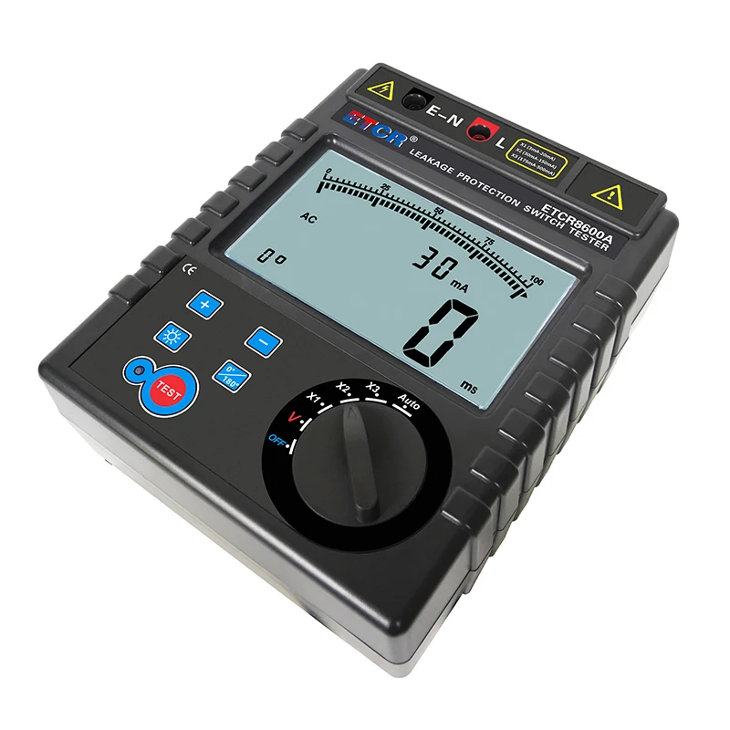 ETCR8600A Adoption of large LCD screen Leakage Protection Switch Tester For Maintenance Line AC Voltage