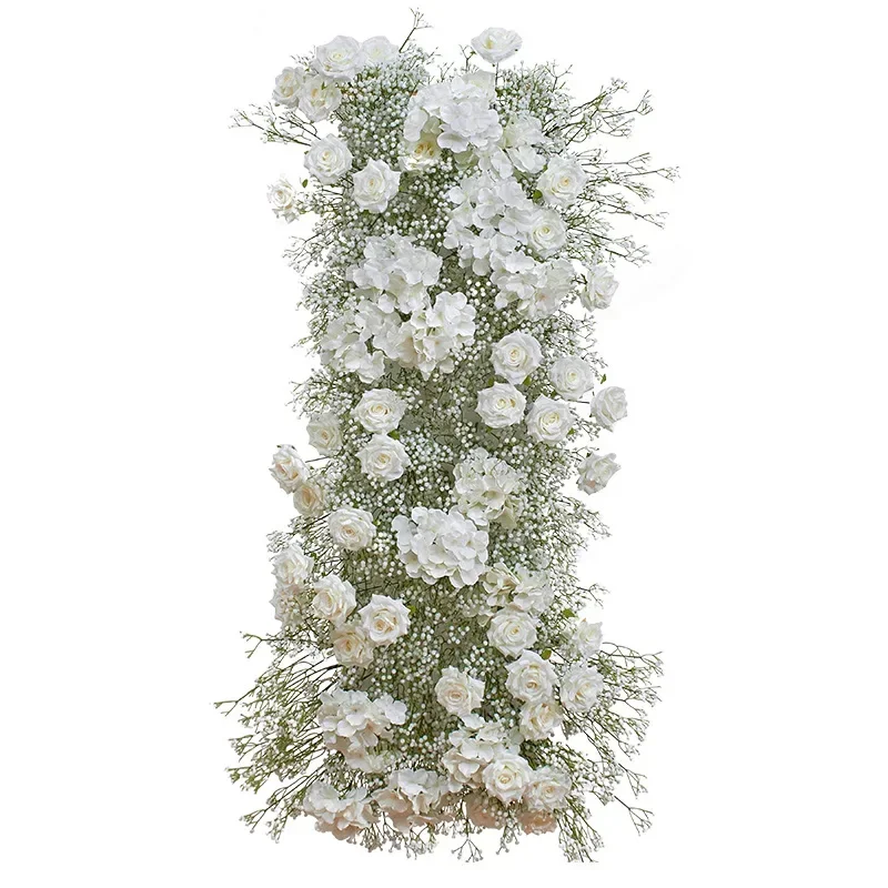 Luxury Baby Breath Gypsophila Rose Flower Row Floral Arrangement Wedding Backdrop Decor Artificial Flowers Event Decoration