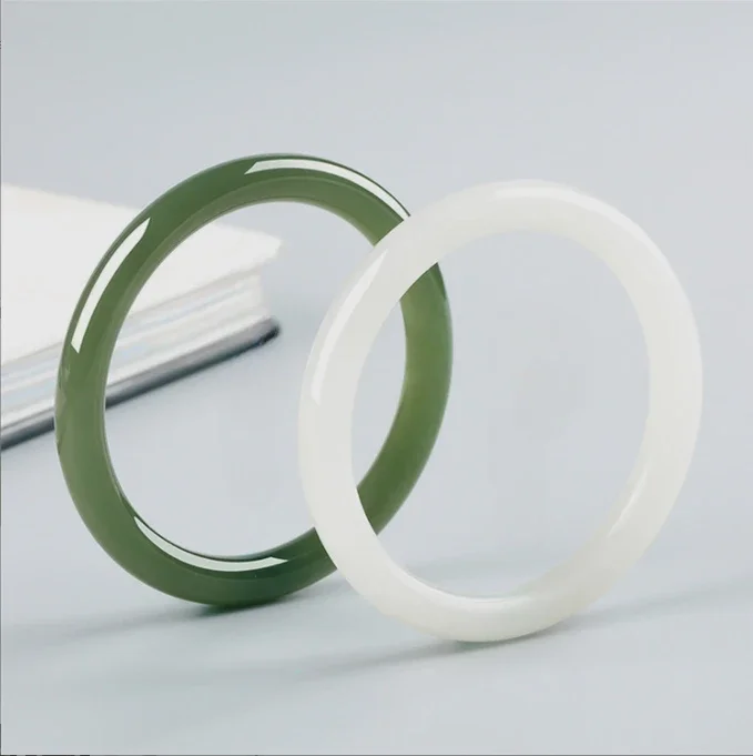 White Jade Round Strip Clear Water Beauty Bangle Ladies White Jade Maiden Tinker Bangle  jade bracelet  bangle bracelet