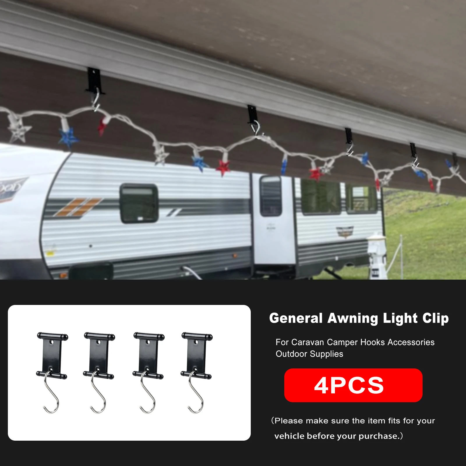 4/8Pcs S-Shaped Camping Awning Hooks Clips RV Tent Hangers Light Hangers For Caravan Camper Hooks Accessories Outdoor Supplies