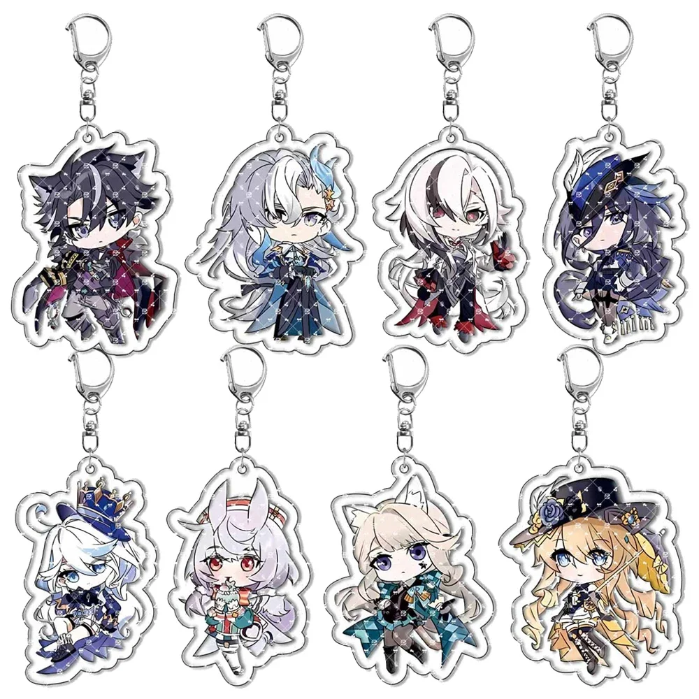 Genshin Impact Acrylic Keychain Characters Neuvillette Furina Wriothesley Clorinde Figures KeyChain Cosplay Accessories Gift