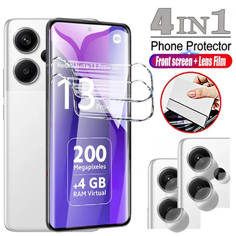 4IN1 Hydrogel Film For Xiaomi Redmi Note 12 13 11 10 9 8 7 Pro Plus 5G Camera Screen Protector Redmi Note 12S 11S 10S 9S 8T Film