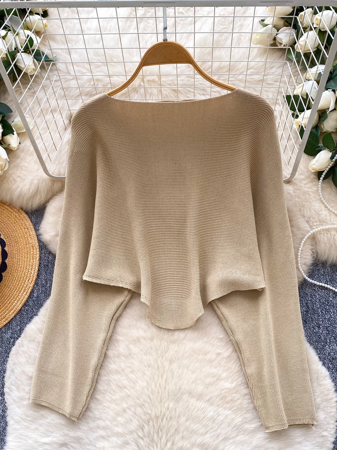 Loose Long Sve round Ne Knitted Sweater Women's Autumn Faionable mat High-End Feeling Korean Sle Lazy Sle