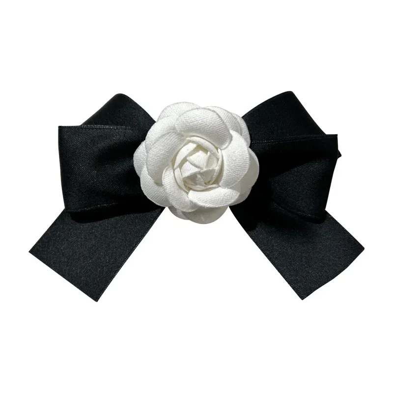 Korean Fabric Camellia Flower Brooch Cloth Art Bow Tie Fashion Jewelry Shirt Dress Collar Pins Brooches for Women Accessories