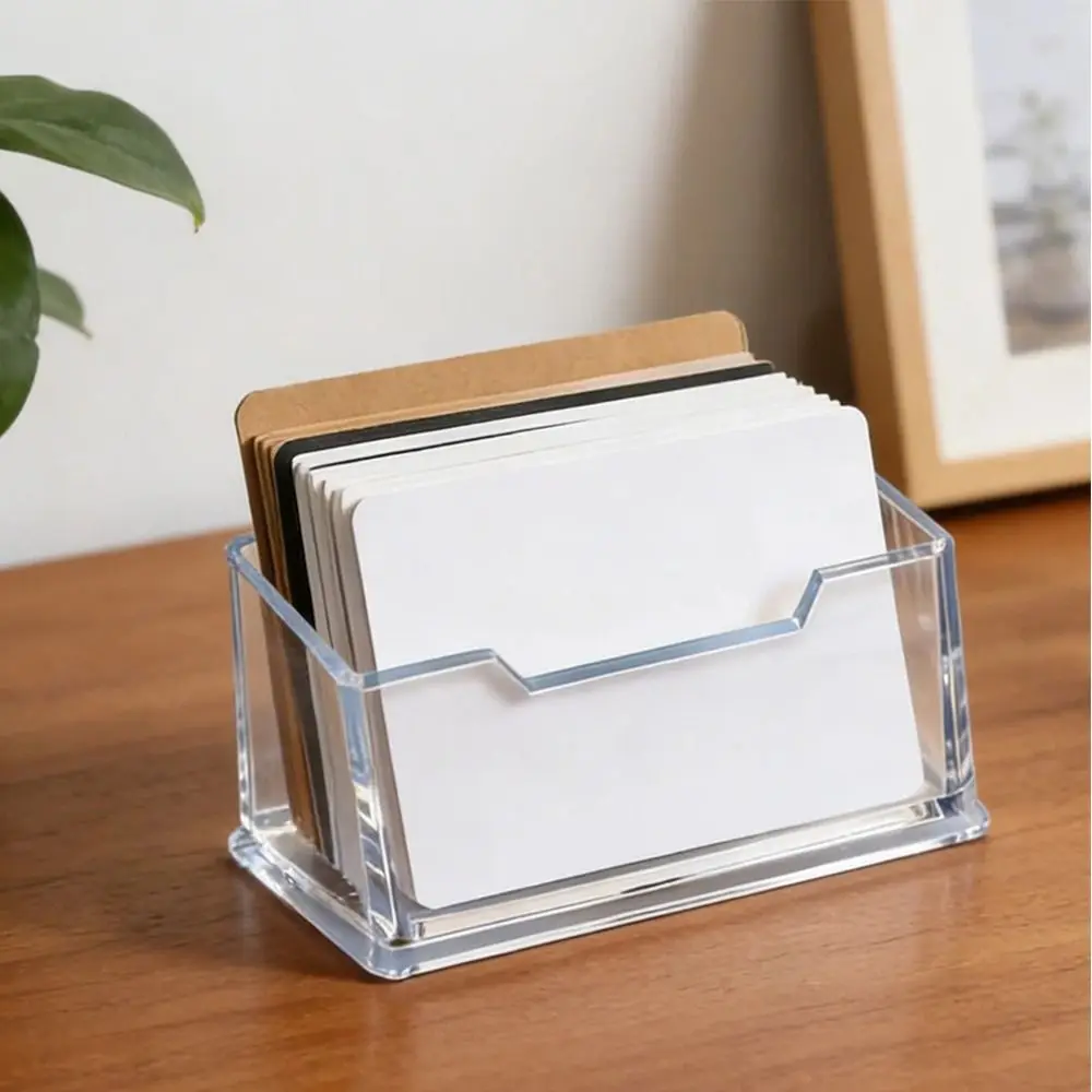 Durable Clear Acrylic Business Card Holder Thickened Single Layer Card Display Box Business Card Display Stand Office Supplies