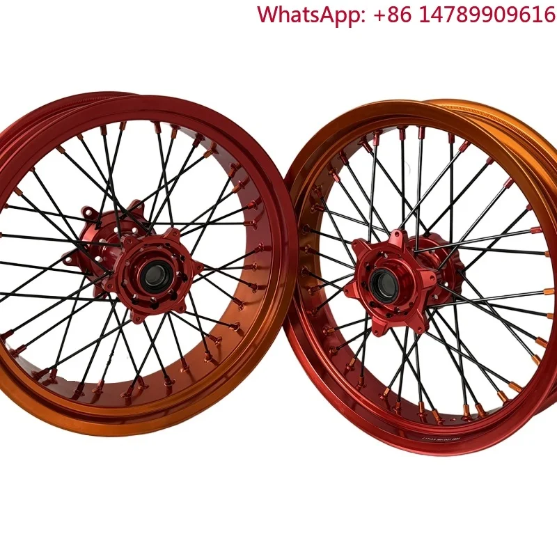 Premium 17 Inch Supermoto Wheels Set for [Model] Anodized Aluminum Alloy Rims CNC Hub Assembly High Quality Motorcycle Parts