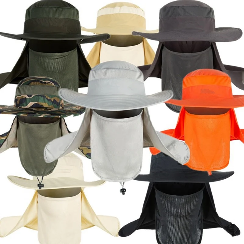 

Fishing Flap Caps Men Women Windproof Sunshade Detachable Removable Ear Neck Cover Fishermen Hat Outdoor Camping