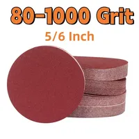 5/6 Inch Round Sandpaper 80 100 120 150 180 240 320 400 600 800 1000 Grit Disk Sand Sheets for Sander Grits Red Polishing Discs