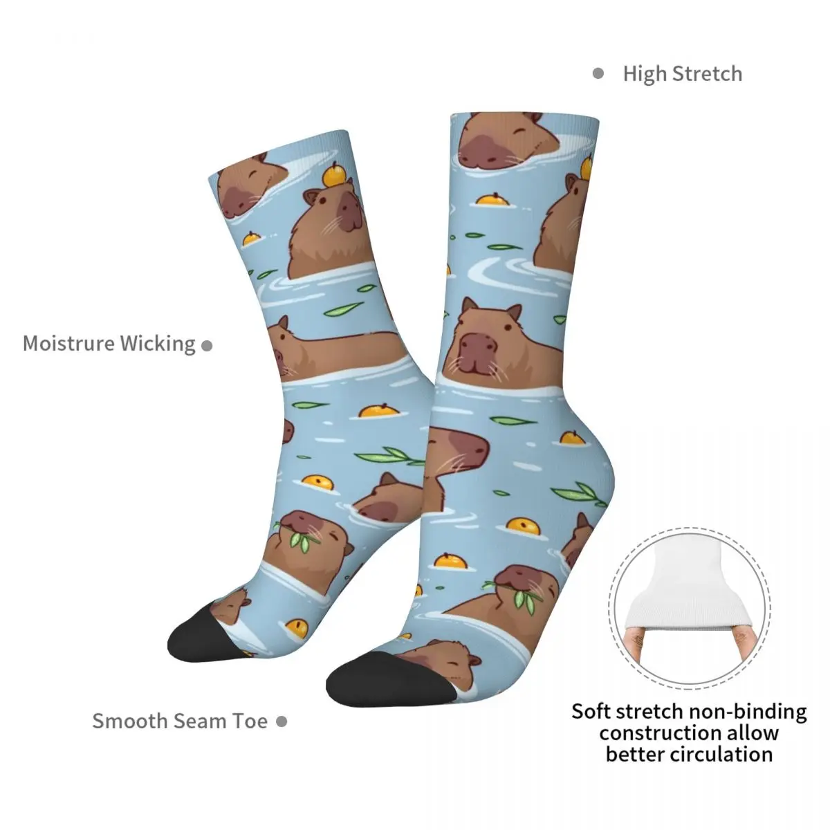 Bathing Capybara Stockings Pattern Pattern Gothic Socks Winter Anti Slip Socks Couple Cycling Medium Soft Socks