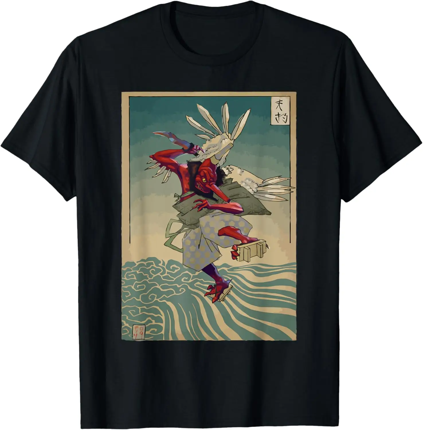 Japanese Vintage Artwork Tengu Gods Defeat The Evil Snake T-Shirt