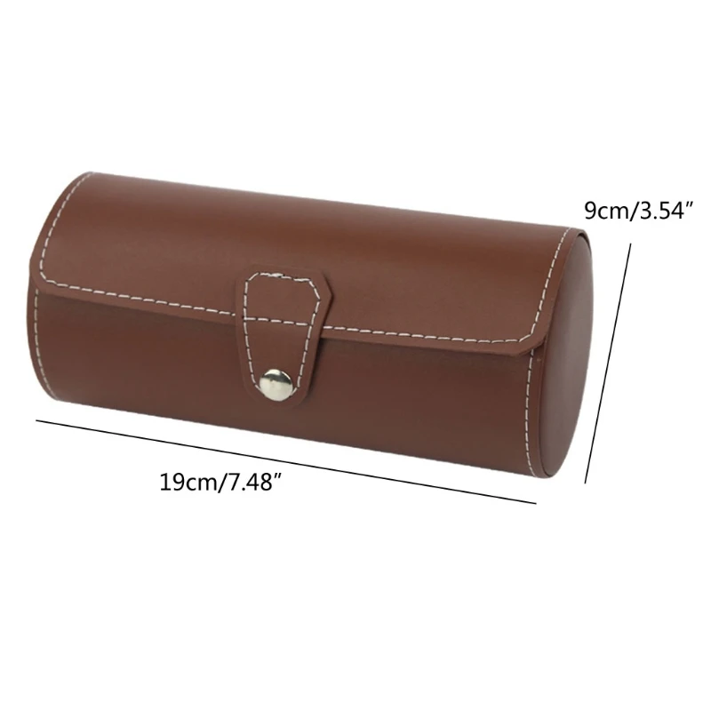 3 Slots Watch Roll Travel for Case Portable Vintage Leather Display Watch Storage Box with Slid in Out Watch Organi