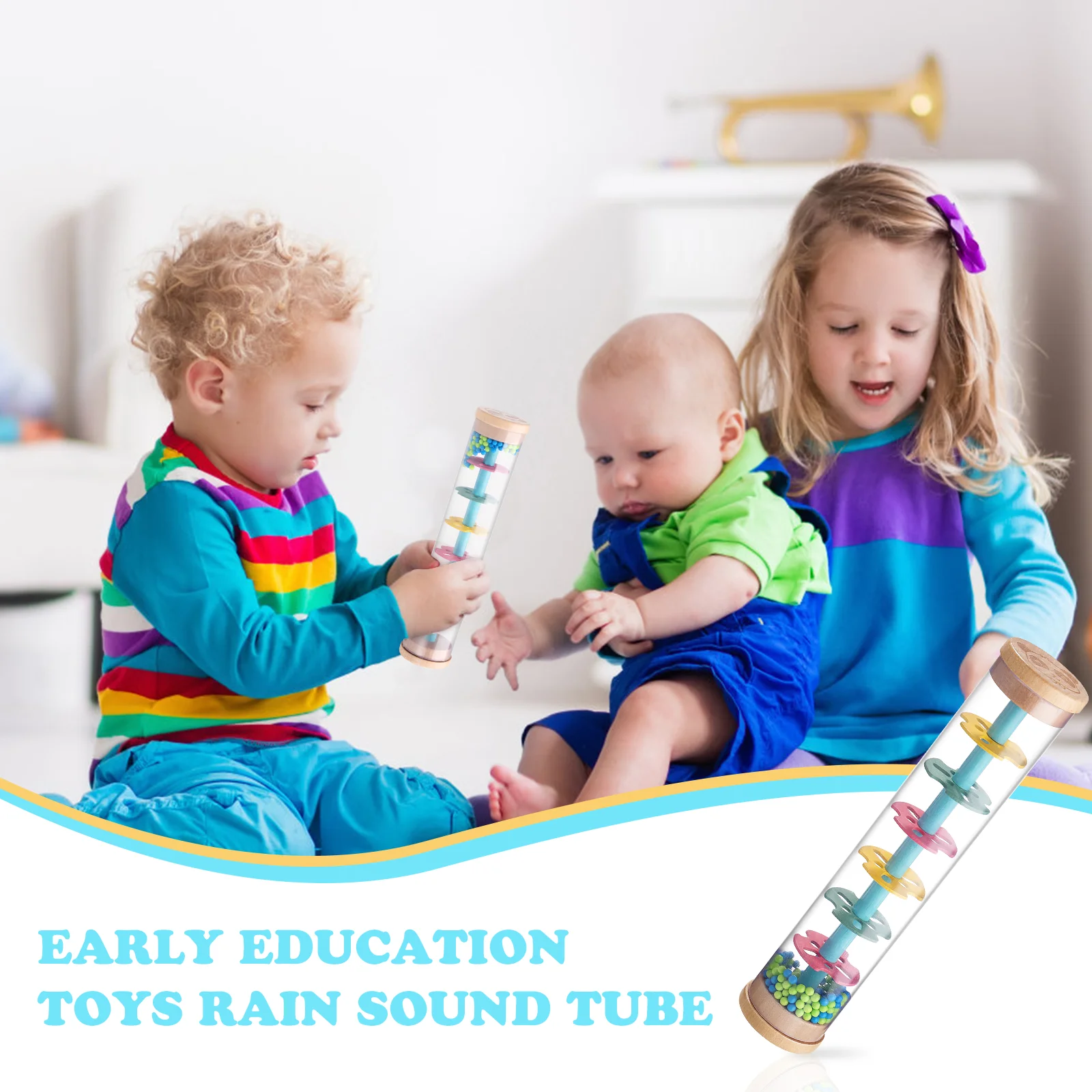 Imitation Bamboo Child Baby Music Toy Rainmaker Stick Educational Kids