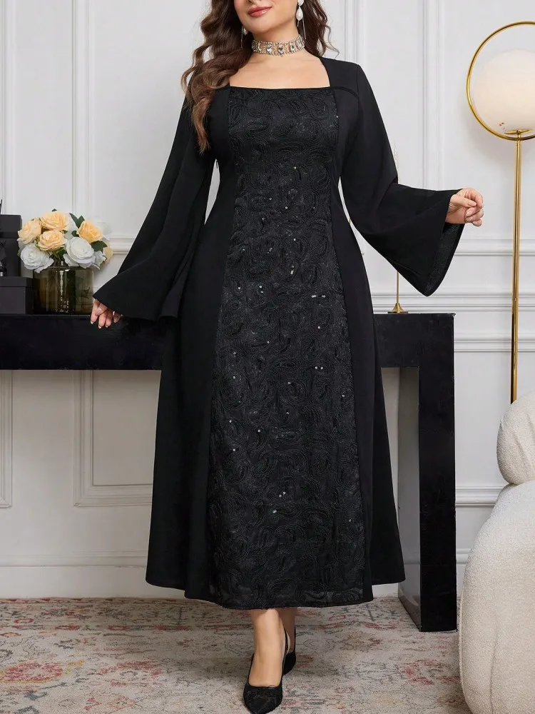 L-4XL Plus Size Clothes Dresses Women Robes Autumn Winter Long Sleeve Street Style Casual 3XL 4XL Big Size Maxi Dress Oversize