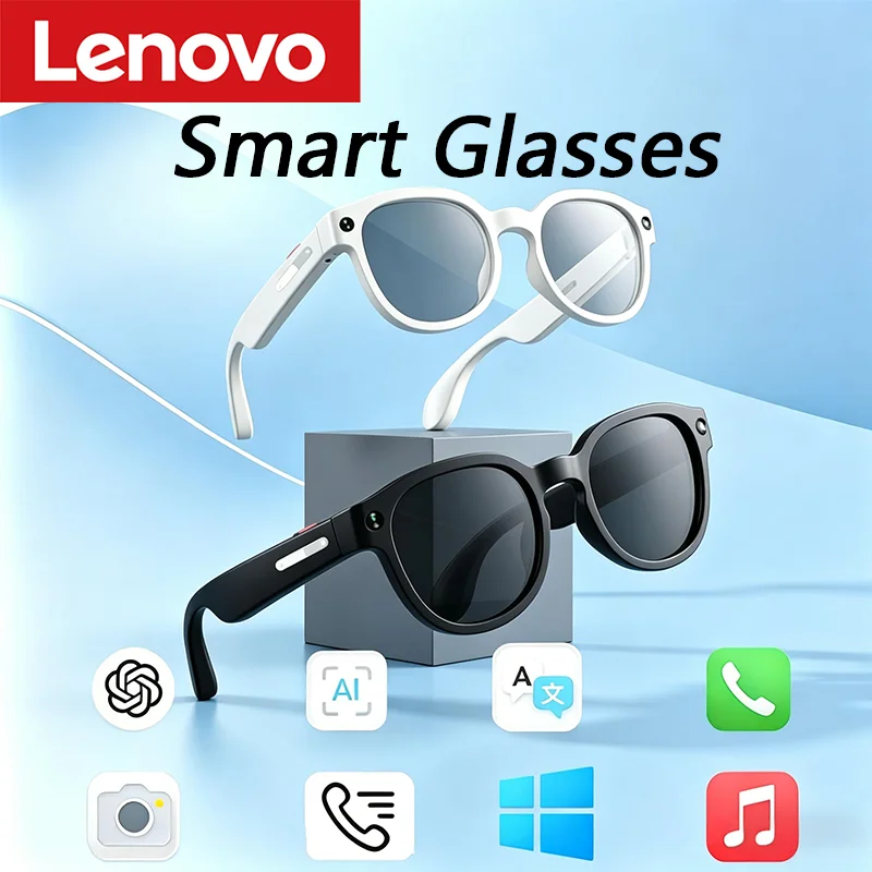 

Умные очки Lenovo AI с функцией перевода, HD-камерой 8 МП, записью видео 4K, Bluetooth, записью звонков, музыкой, умные солнцезащитные очки, новинка 2026 года