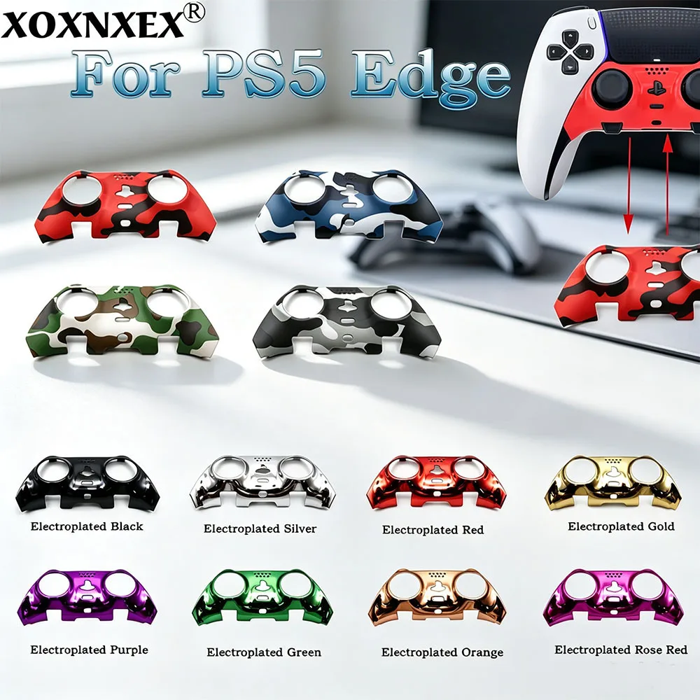 Replacement Front Shell Faceplate For PS5 DualSense Edge Controller Camouflage/ Electroplated Housing Cover Gamepad Accessories