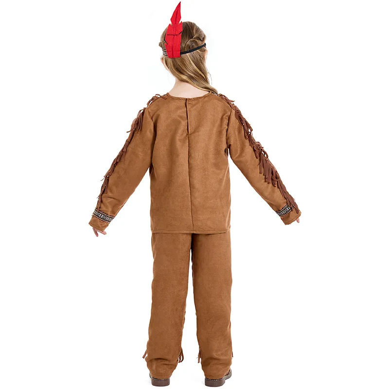 Kinder Halloween Cosplay Kostüm Mädchen Jungen Wilder Mann Halloween Cosplay Kostüm Indianer Karneval Party Jäger Cosplay Kleidung