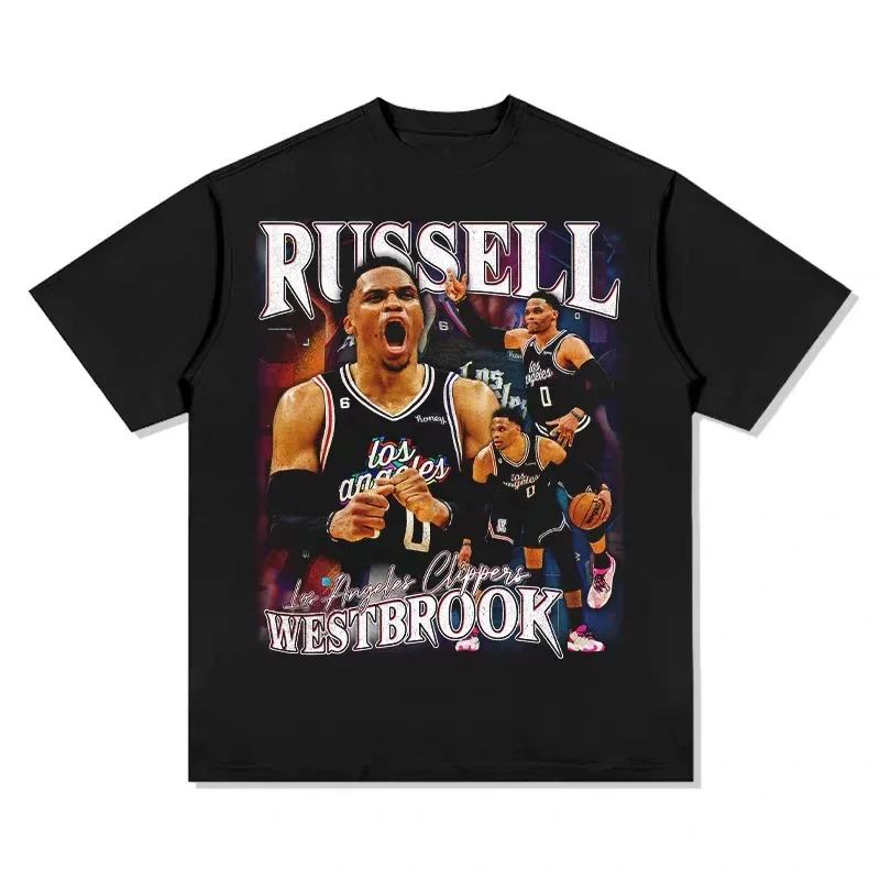 Russell Westbrook Triple-Double King Graphic T-Shirt Oversized Crew Neck Lightweight Quick Dry Training Street Hip Hop Top