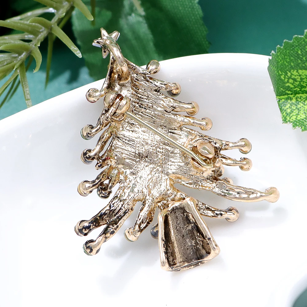 CINDY XIANG Rhinestone Vintage Christmas Tree Brooch