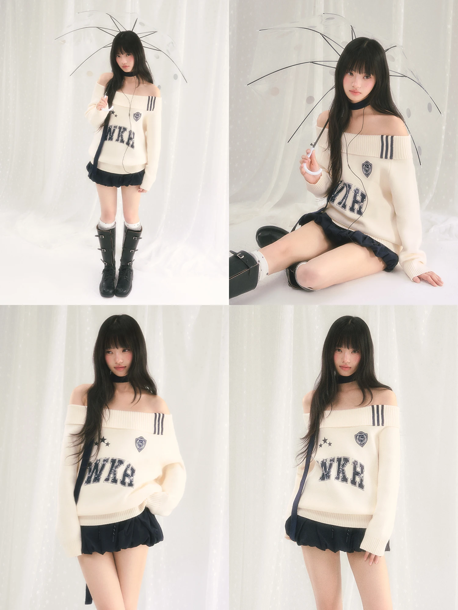 

Wedhub Korean Sle Loose oulder Sweater Letter Print Women's Spring Faion Long Sve Knitted Top Casual Loose irt