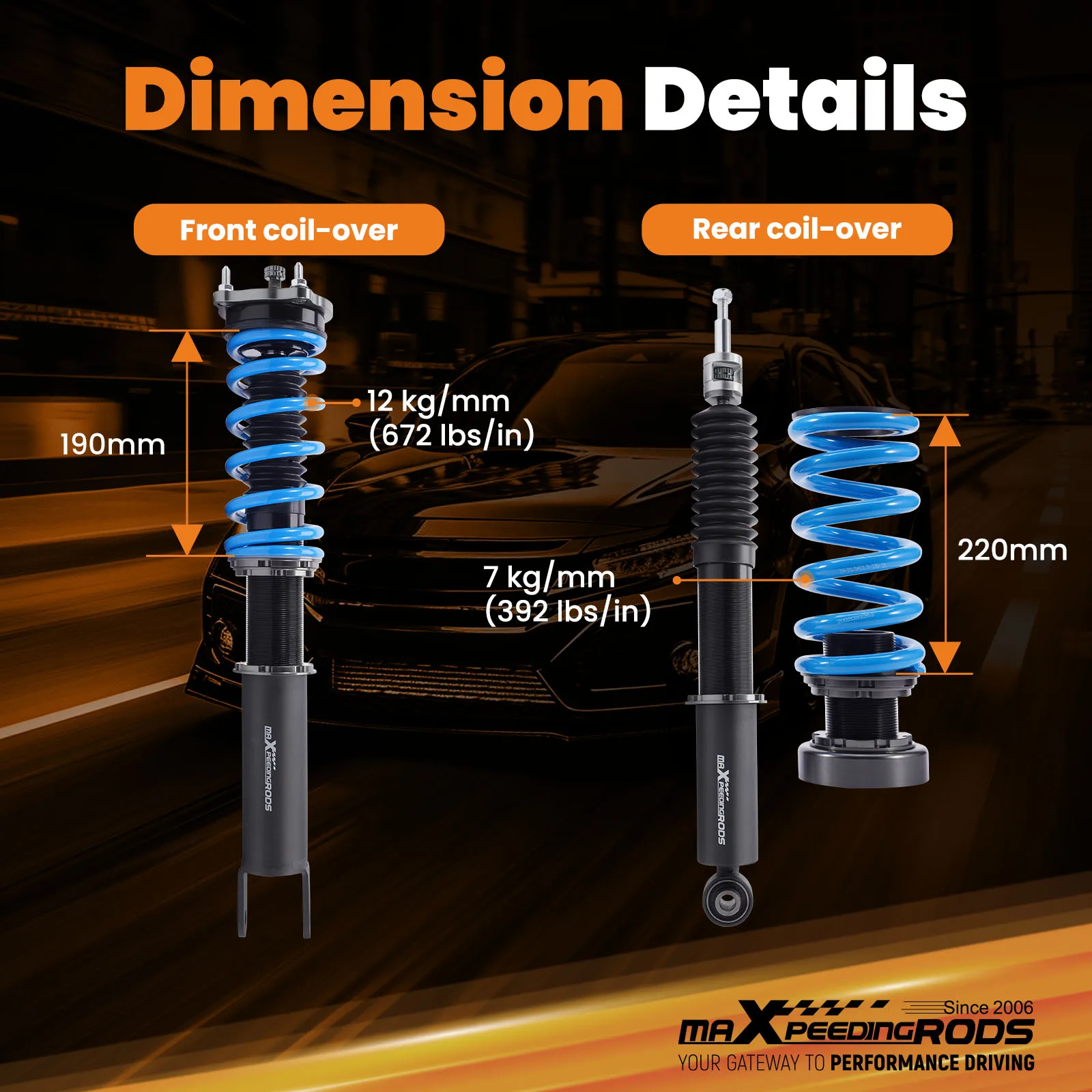 MaXpeedingrods Racing Coilover Kit para Mercedes-Benz Classe E E320 E350 Sedan RWD W211 2003-2009