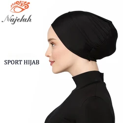 Islam siyah spor Modal başörtüsü Undercap Abaya hicap kadın müslüman Abayas Jersey türban türban anında kafa Wrap kadınlar için kap