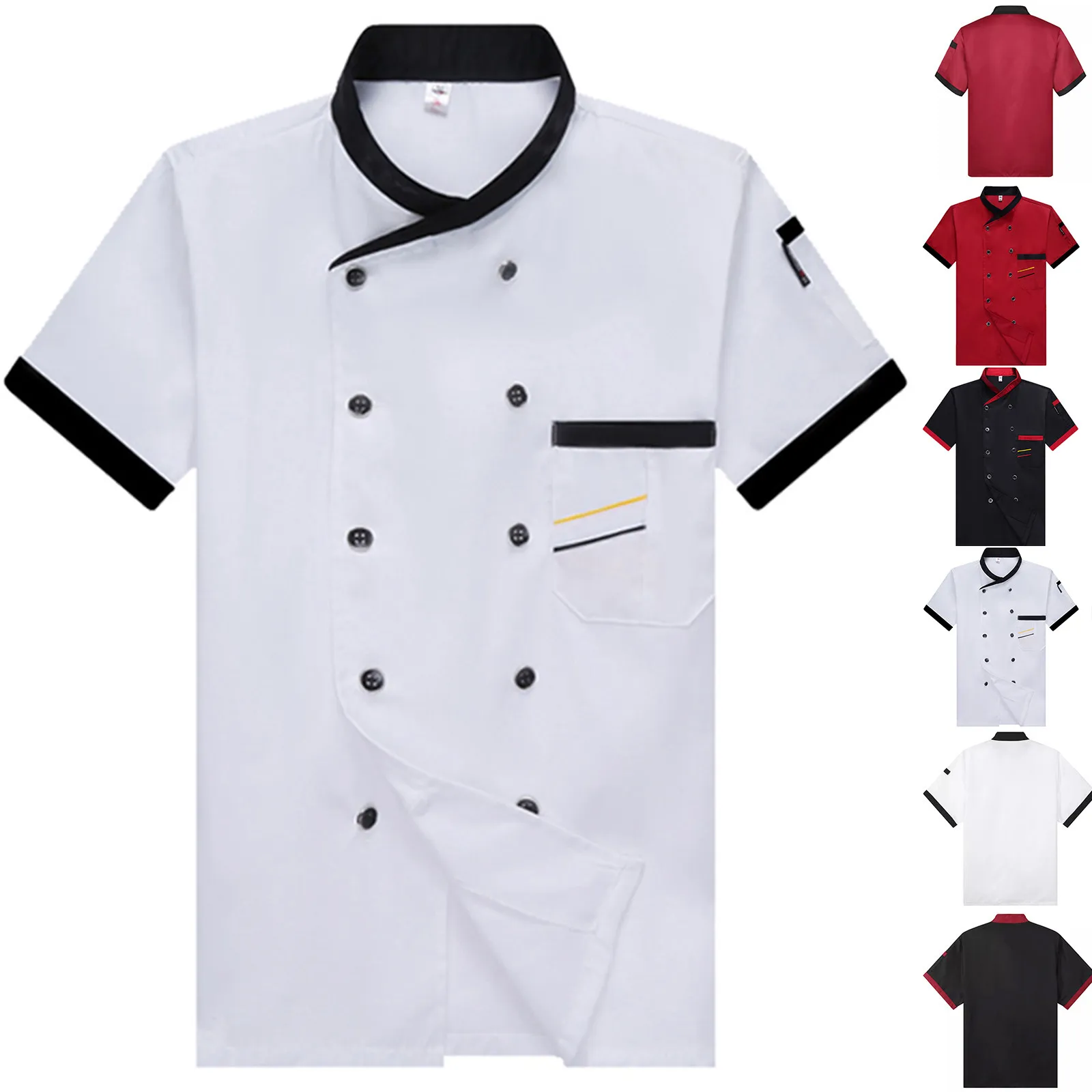Unisex Chef Jacket Mens Short Sleeve Chef Jacket Restaurant Kitchen Soft Uniform Restaurant Hotel Cooking Clothes Catering Chef
