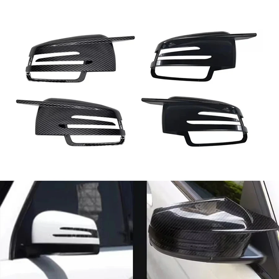 

For Benz C E S Class W204 W212 W221 2009-2013 Paste Side Door Rearview Mirror Cover Cap Shell Trim Carbon Fiber 1 Pair