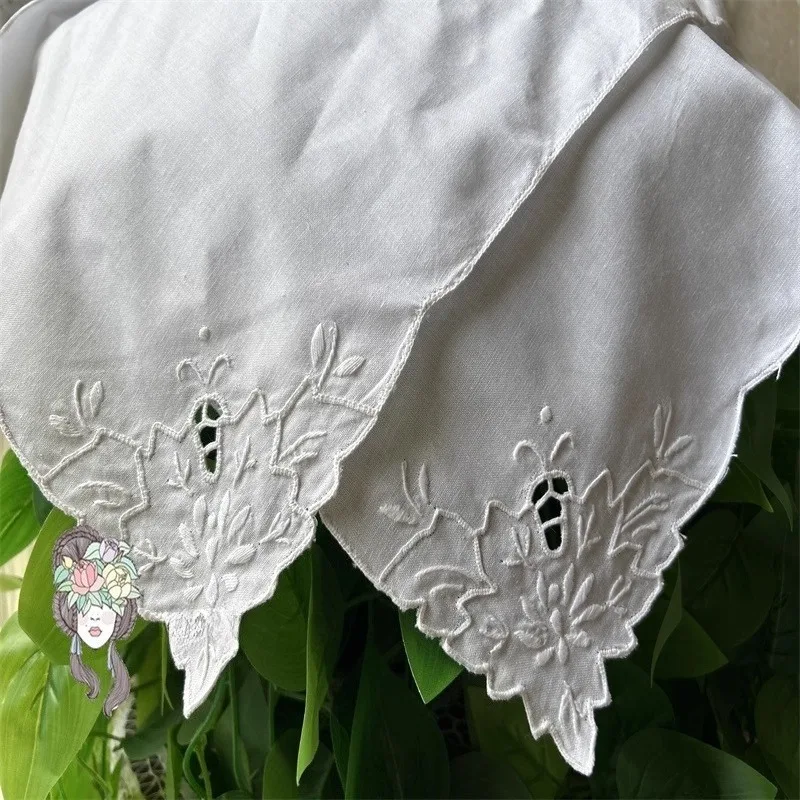 2 Pieces of Hand-embroidered Pure Cotton White Square Napkins, Napkins and Handkerchiefs 40x40CM