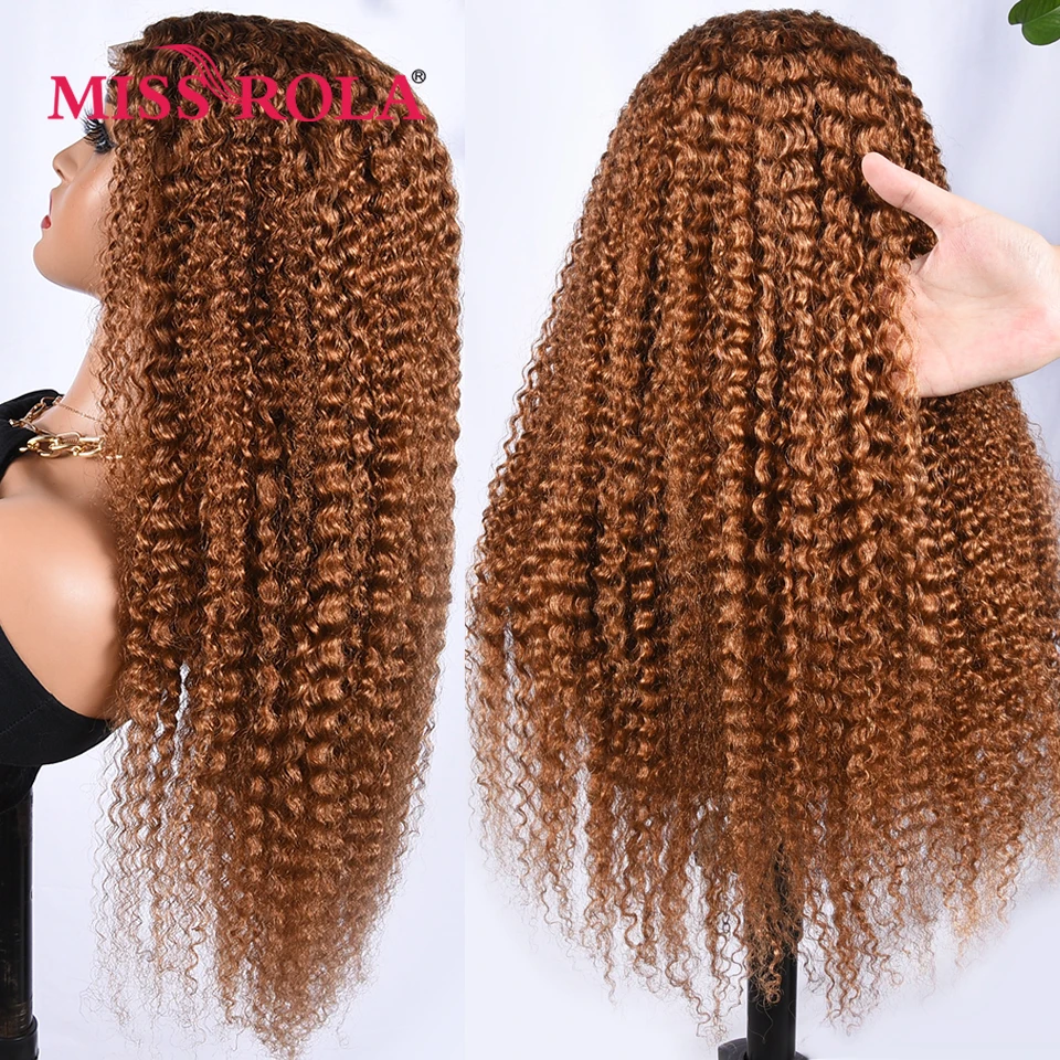 Miss Rola-peruca de cabelo humano peruano, peruca encaracolada Kinky, peruca pré arrancada com cabelo do bebê, fechamento de renda 13x4, densidade 180%, 4x4