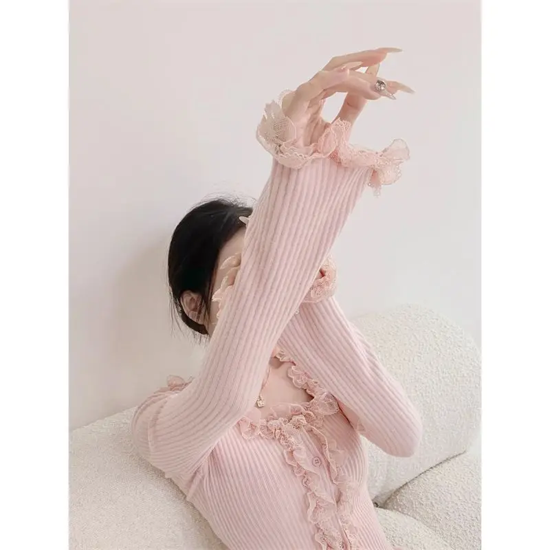 

Sweaters Jumpers Cardigans Womens Ladies Lambswool Fabric Tweed Patch Regular BF Y2K Manager American Style Classic Fashion Warm