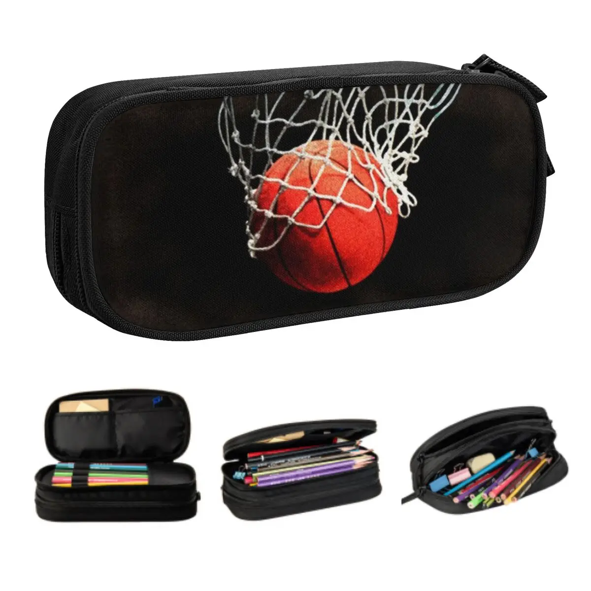 Custom Basketball Digital Painting Sports Art Pencil Cases for Girls Boys Large Capacity Sport Pen Box Bag Stationery