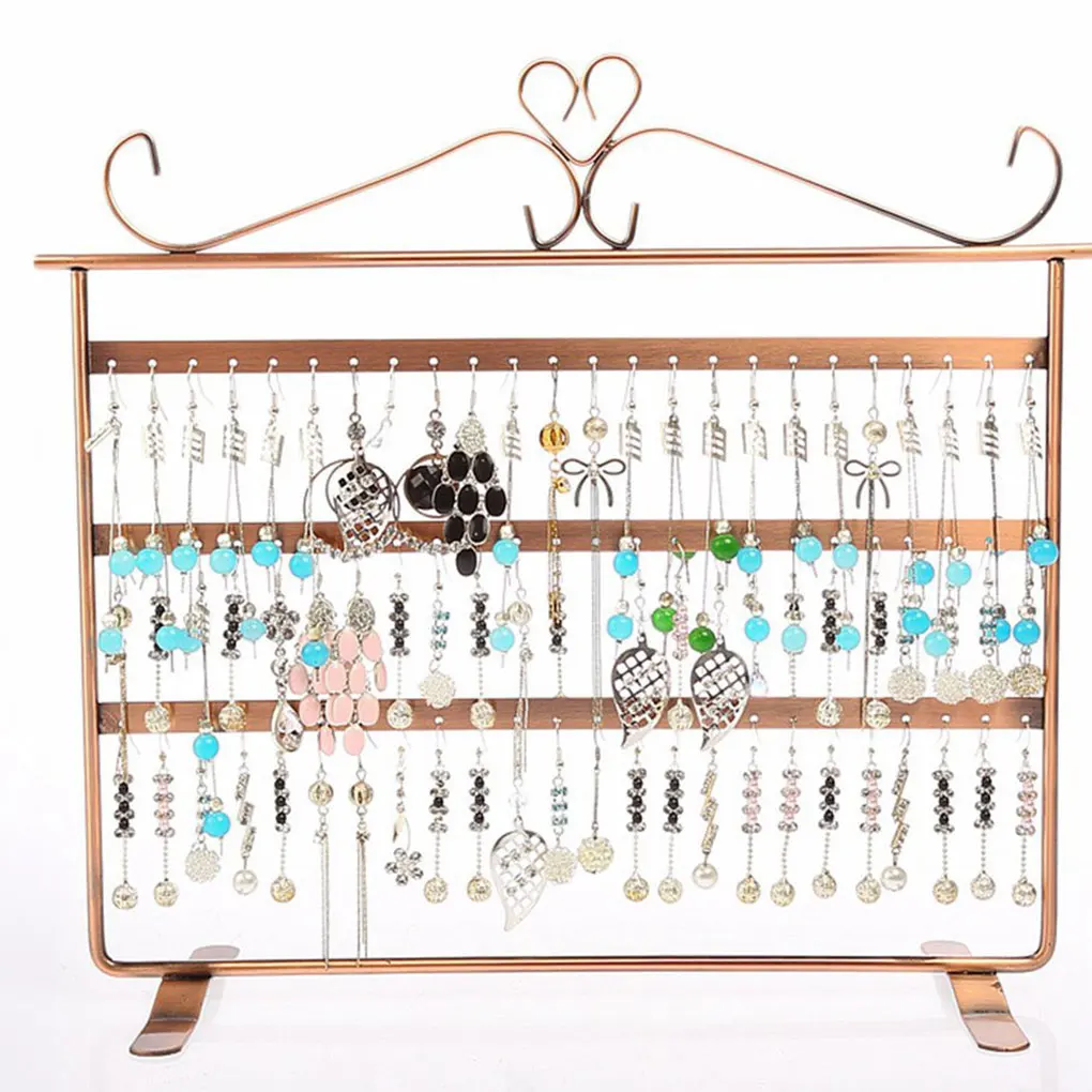 Earrings Display Holder Metal Ear Studs Hanging Rack Large Capacity Double Side Jewelry Storage Organizer Stand Travel