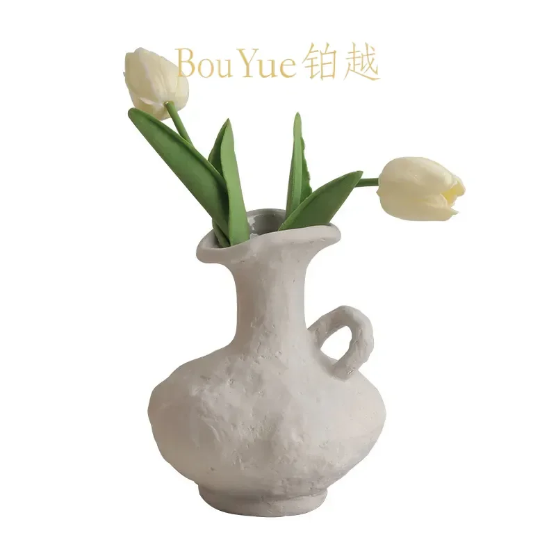 Jingdezhen Ceramic Vase Wabi Sabi Style Sandy Texture Home Decor Living Room Flower Arrangement Art Pottery High End Ornament