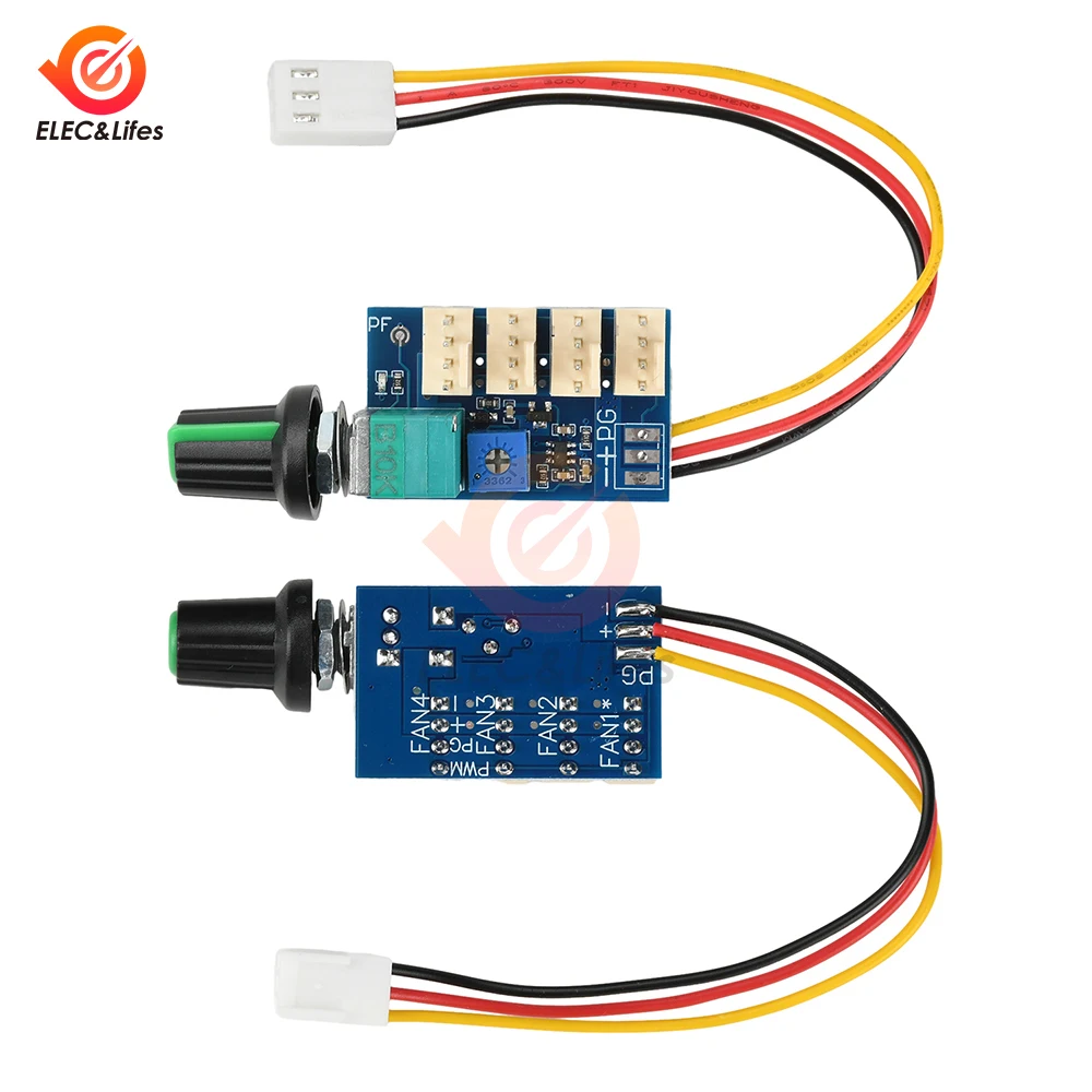 Placa controladora de motor de velocidade de ventilador pwm, dc 12v 3a 4 canais com interruptor de botão 3p plug módulo regulador de equipamento elétrico
