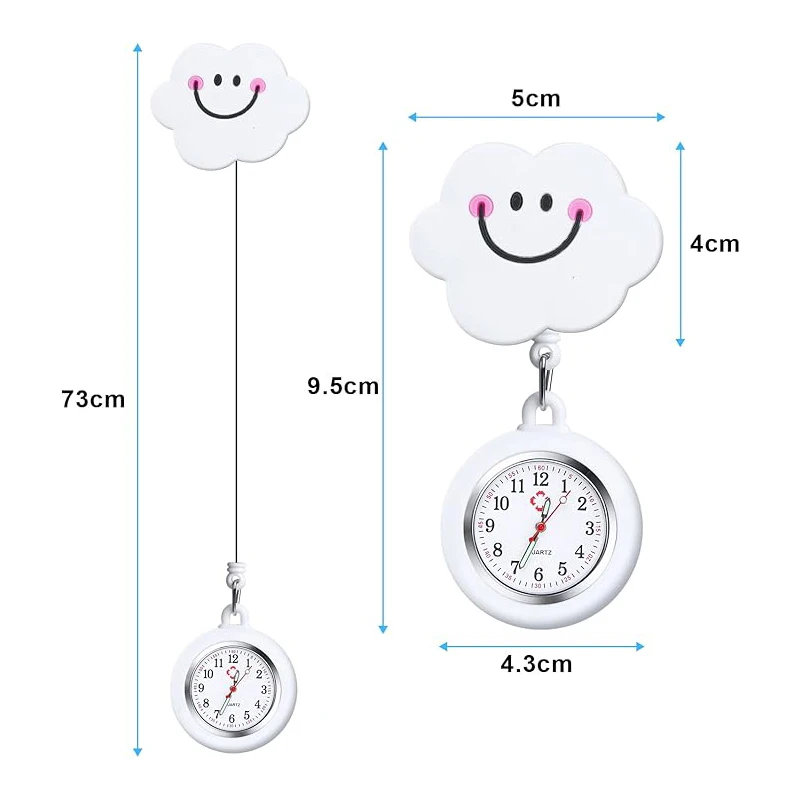 2pcs Retractable Brooch Watch Nurse's Fob Watch Nurse Brooch Watch with Brooch for Nurses and All Other Health Professionals