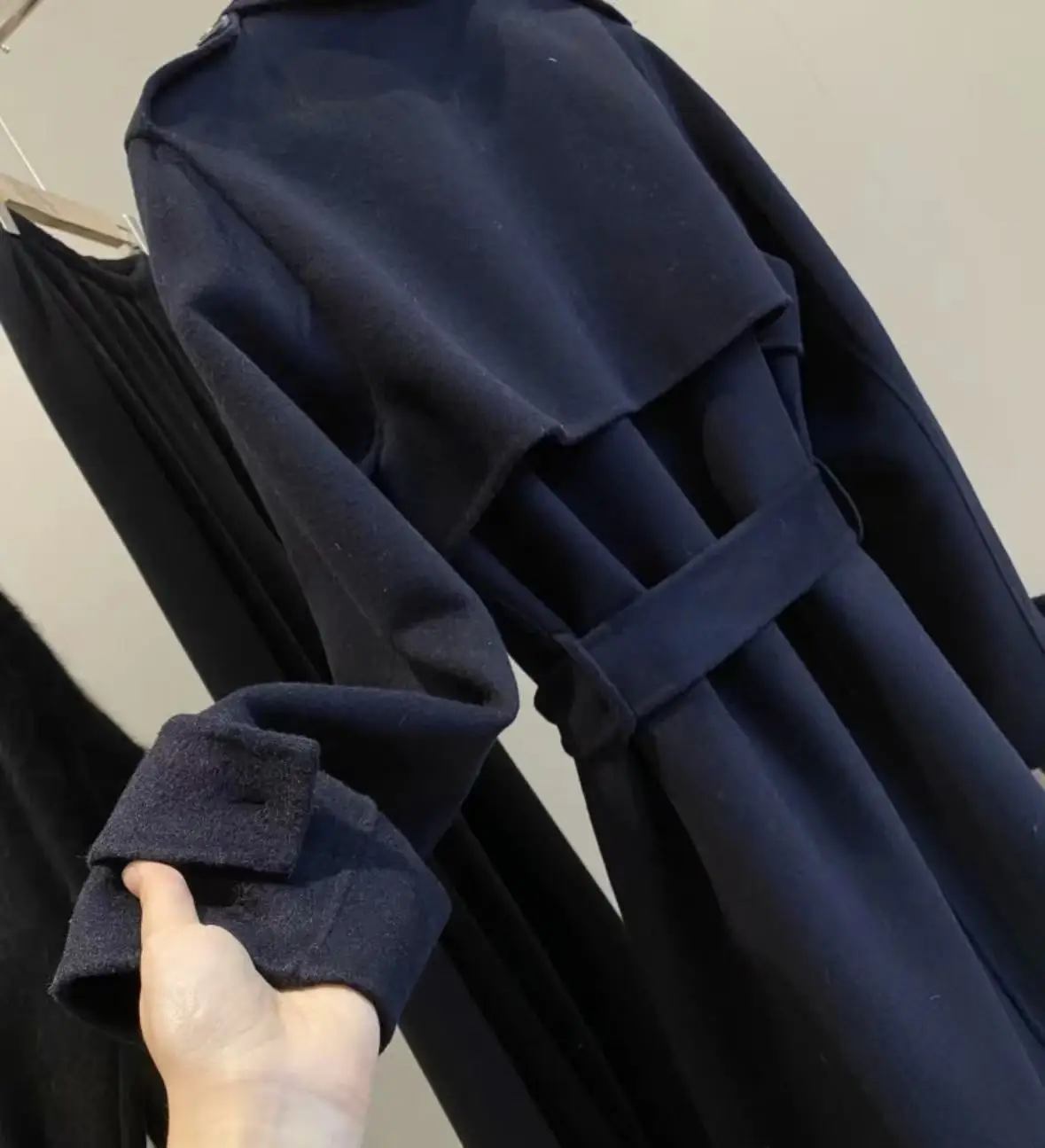 Original 2025 Women's new style wool blend woolen coat with belt, double-sided fleece long woolen coat