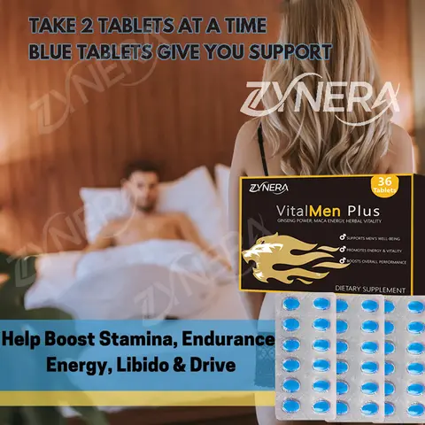 ZYNERA Natural Ashwagandha Man Power Tablets Male Enhancing Supplement Support Energy Strength Stamina Performance Ginseng Pills