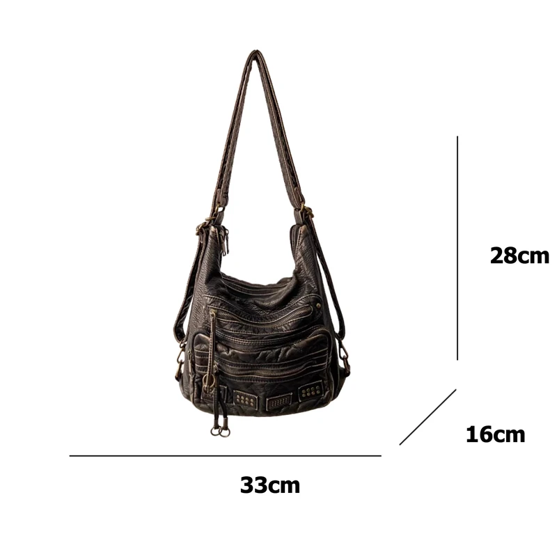vintage Motorcycle Bag for women retro shoulder crossbody bags Multiple pockets hobos tote bag looks old female purses 2024