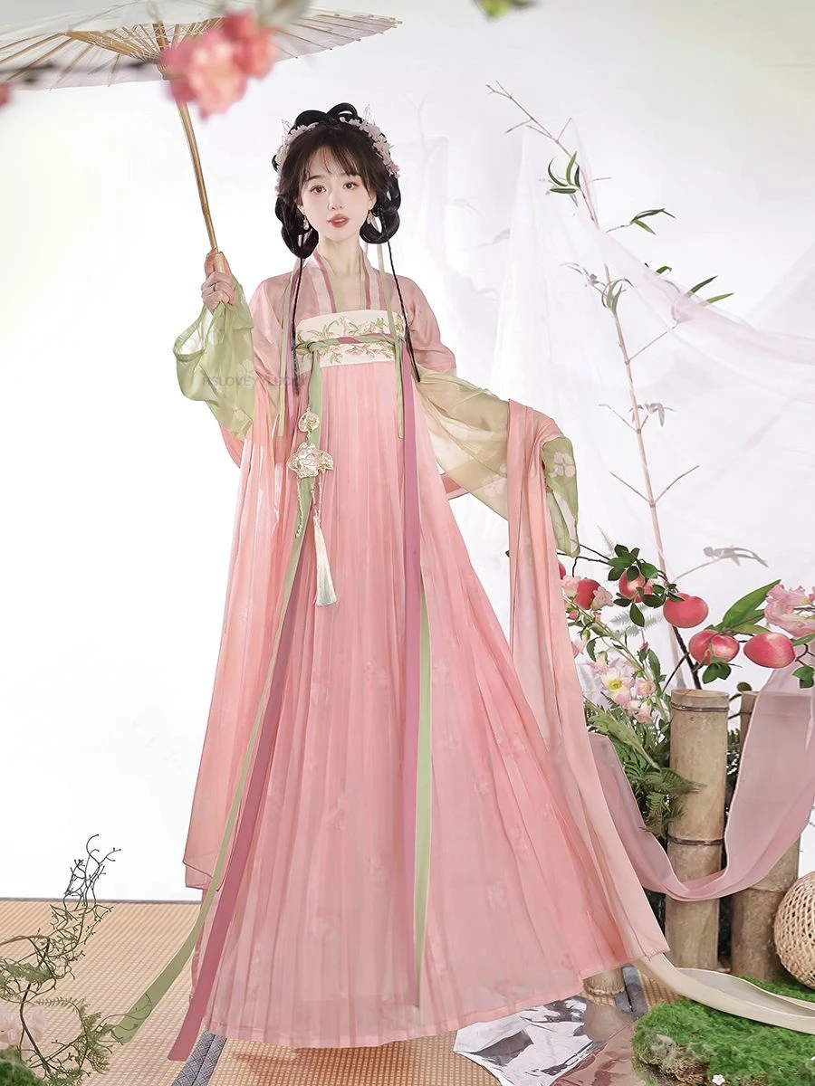 Ru Skirt Embroidery To Improve The Daily Spring And Summer Style Chinese Improved Daily Hanfu Dress Folk Dance Hanfu Set