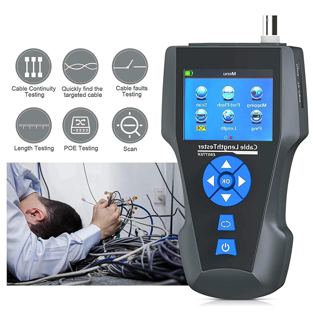 Noyafa NF-8601S Network Cable Tester with PoE/PING Function LCD Display Cable Tracker Measure Length Wiremap Tester Network Tool