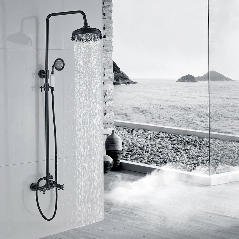 Vintage Shower System Bathroom Shower Faucet Rain Shower Faucet Black