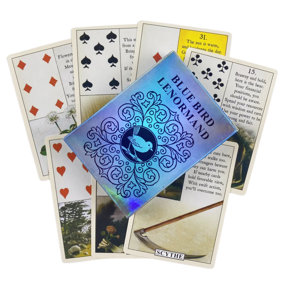 Niebieski ptak karty wyroczni Lenormand Tarot wróżbiarski Deck angielska wizja edycja planszowa gra na imprezę