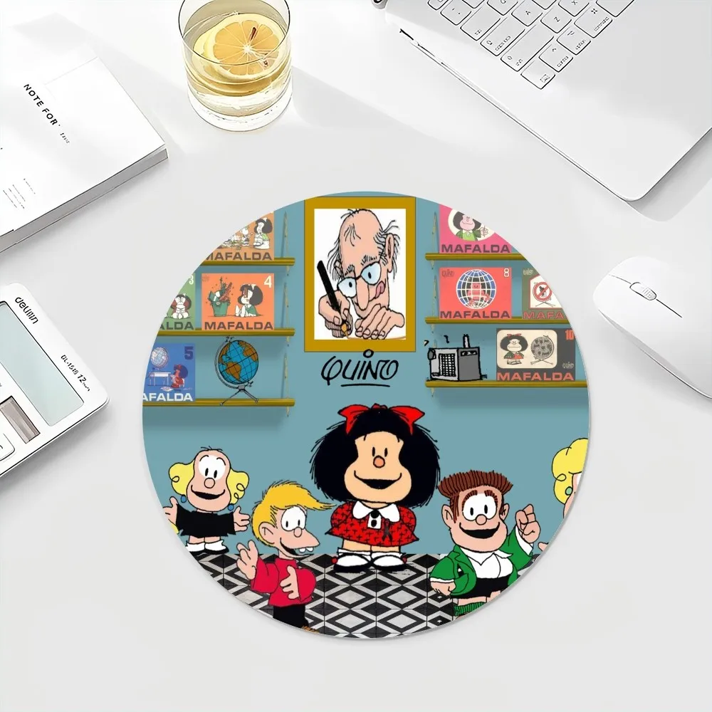 Mafalda Small Round Office Student Gaming Thickened Writing Pad Non-slip Cushion Mouse Pad Padmouse Desk Play Mats
