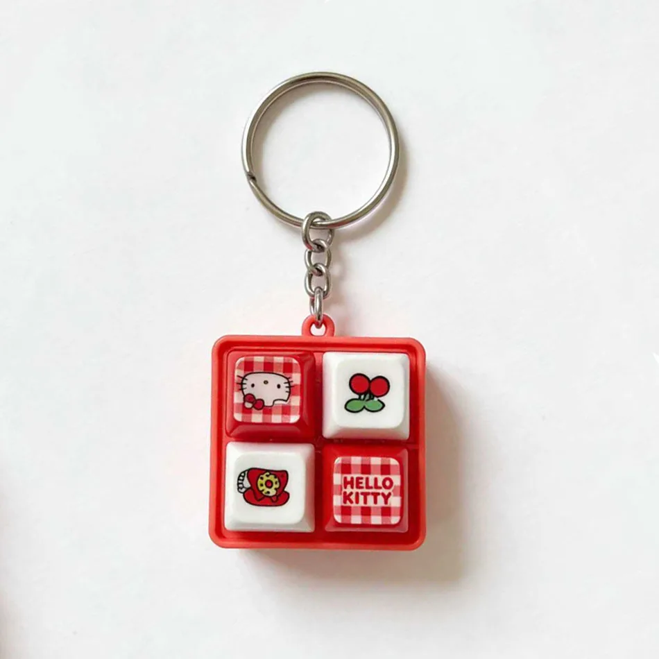 

1/10 шт. Брелок-игрушка Hello Kitty со светодиодной подсветкой, милый мини-брелок в виде клавиатуры, кавайный мультяшный шарм для сумки, подарок для снятия стресса