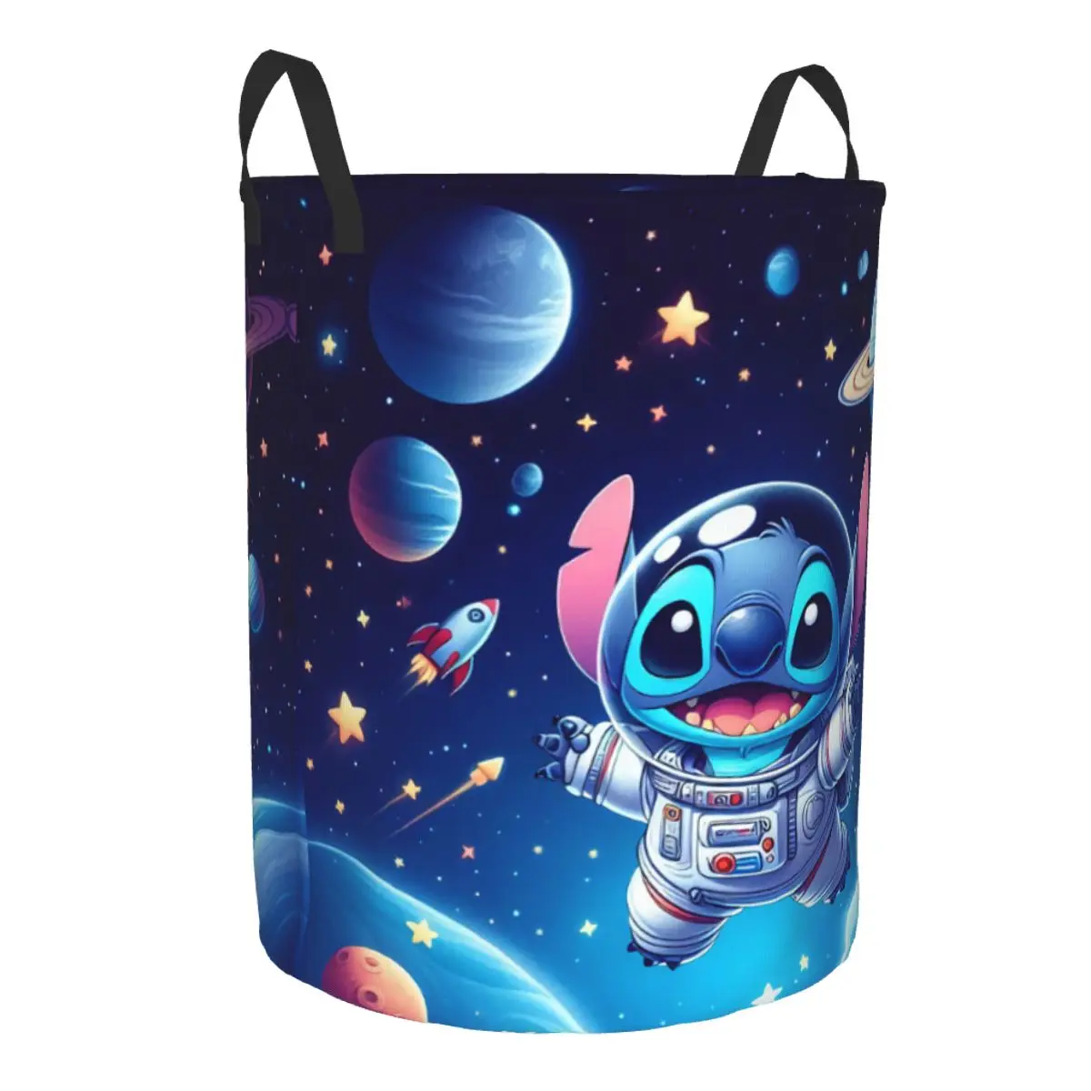 Custom Stitch Anime Galaxy Planet Laundry Basket Collapsible Clothing Hamper Toys Organizer Storage Bins